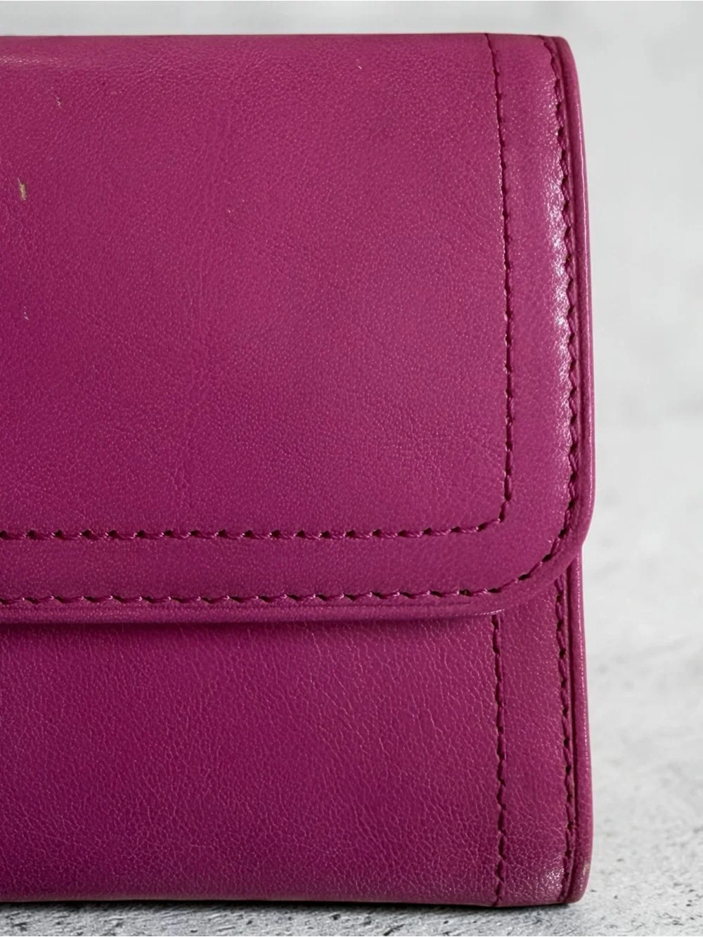 Vintage Monsac Hot Pink Lime Green Leather Tri Fold Wallet Colorblock Y2K Retro